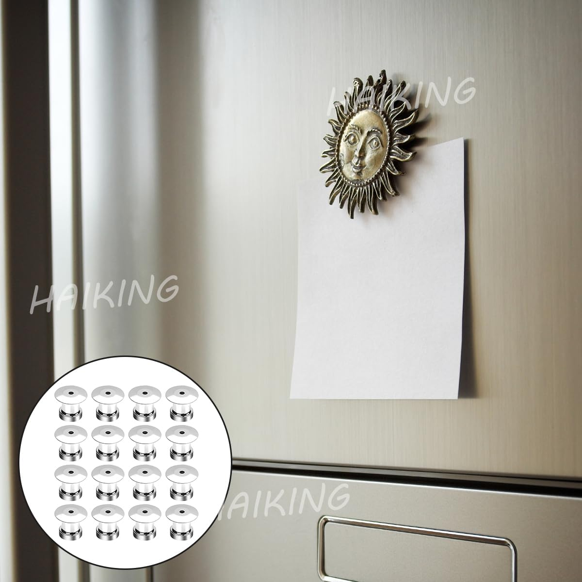 HAIKING Refrigerator Magnetic Pin Backs,12 PCS Silver round Metal Magnet Backs Locking Pin for Brooches, Jewelry Buckle Accessories (10 * 8 * 7Mm/0.39 * 0.31 * 0.27In) image number 5