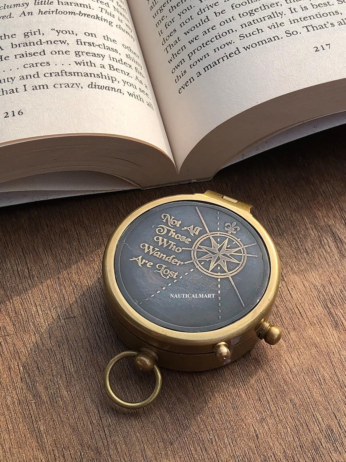 Not All Who Wander Are Lost Engravable Compass - Pocket Compass - Brass Compass with Leather Case - Pirates Compass - Gift Compass - Camping Compass - Confirmation Gift Idea - Baptism Gifts - Keepsake image number 2