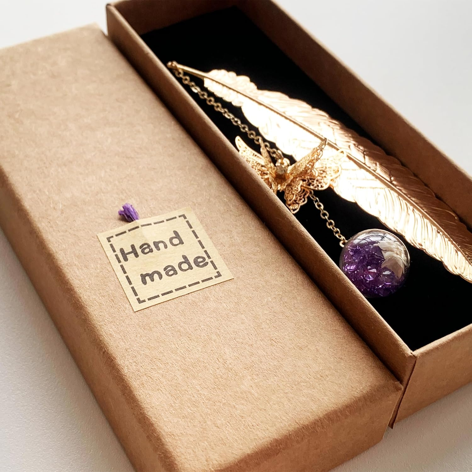 Nicekeep Metal Bookmark, Metal Bookmarks for Book Lovers Women, Teacher Bookmarks Appreciation Gifts (Golden Purple)