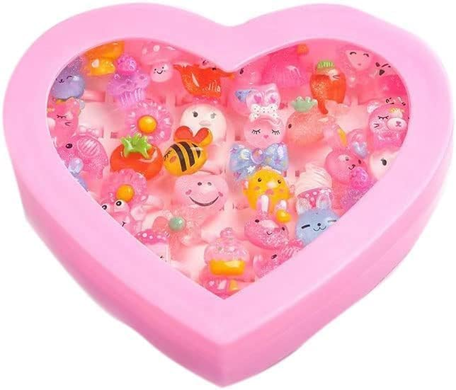 36 Pieces Kids Kids Gifts for Little Girls, Boxed Cartoon Crystal Rings Adjustable Rings, Dress up Rings for Girls, Gifts for Little Girls image number 2