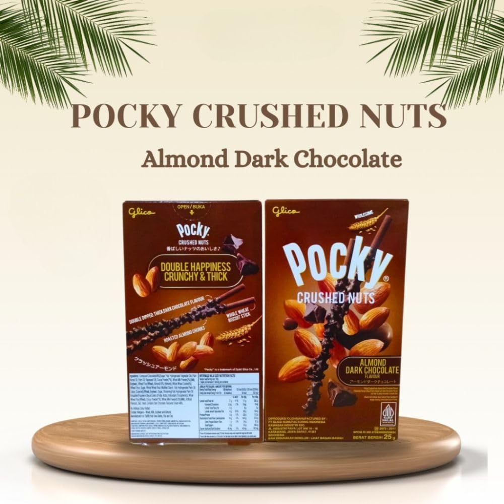 Glico Pocky Stick Biscuits W/Almond Dark Chocolate 25G (Pack of 2) image number 1