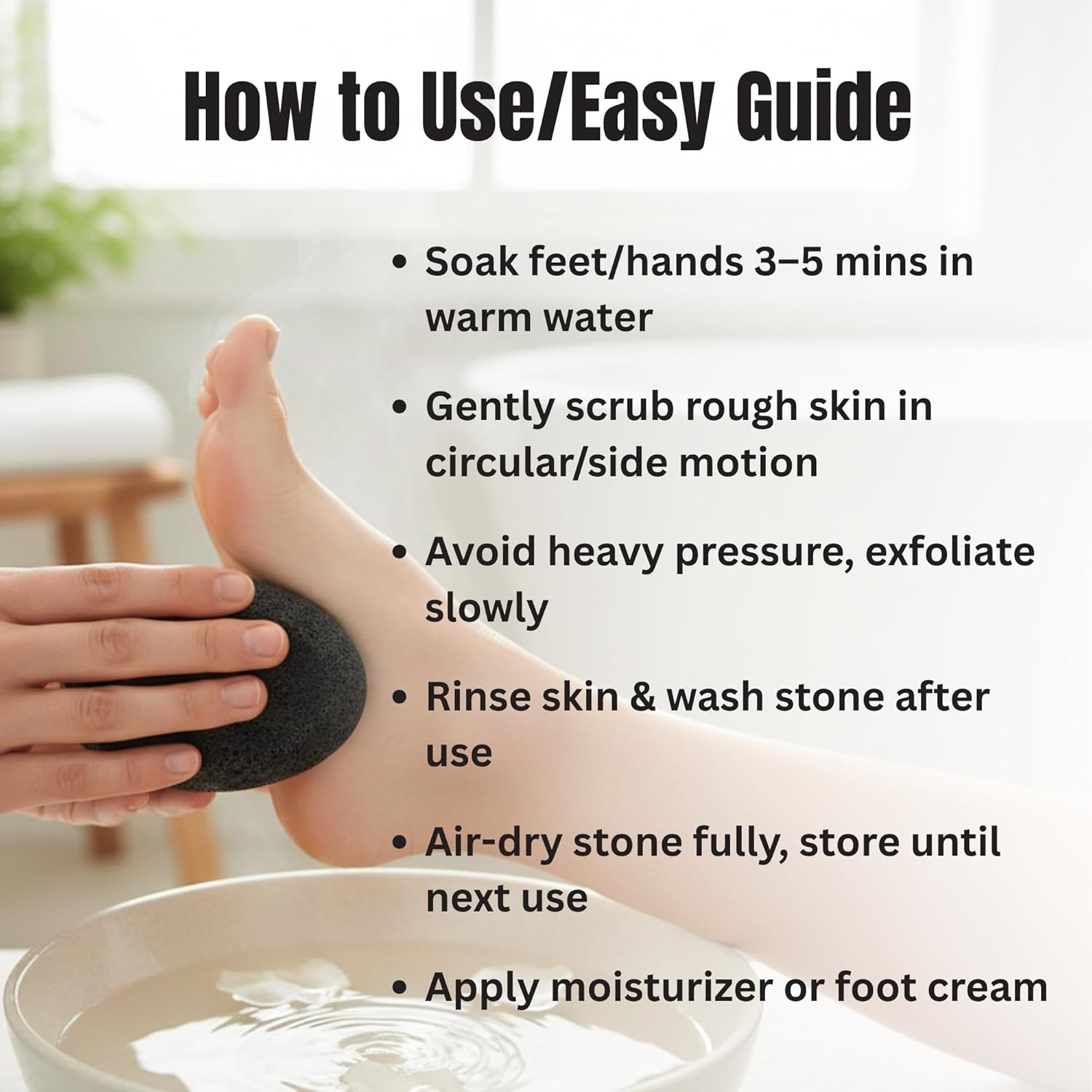 Pumice Stone for Feet - Black Natural Lava Stone Callus Remover, Foot Exfoliation, Hand Scrub, Pedicure Tool and Dry Skin Remover - Promotes Healthy Foot Care image number 2