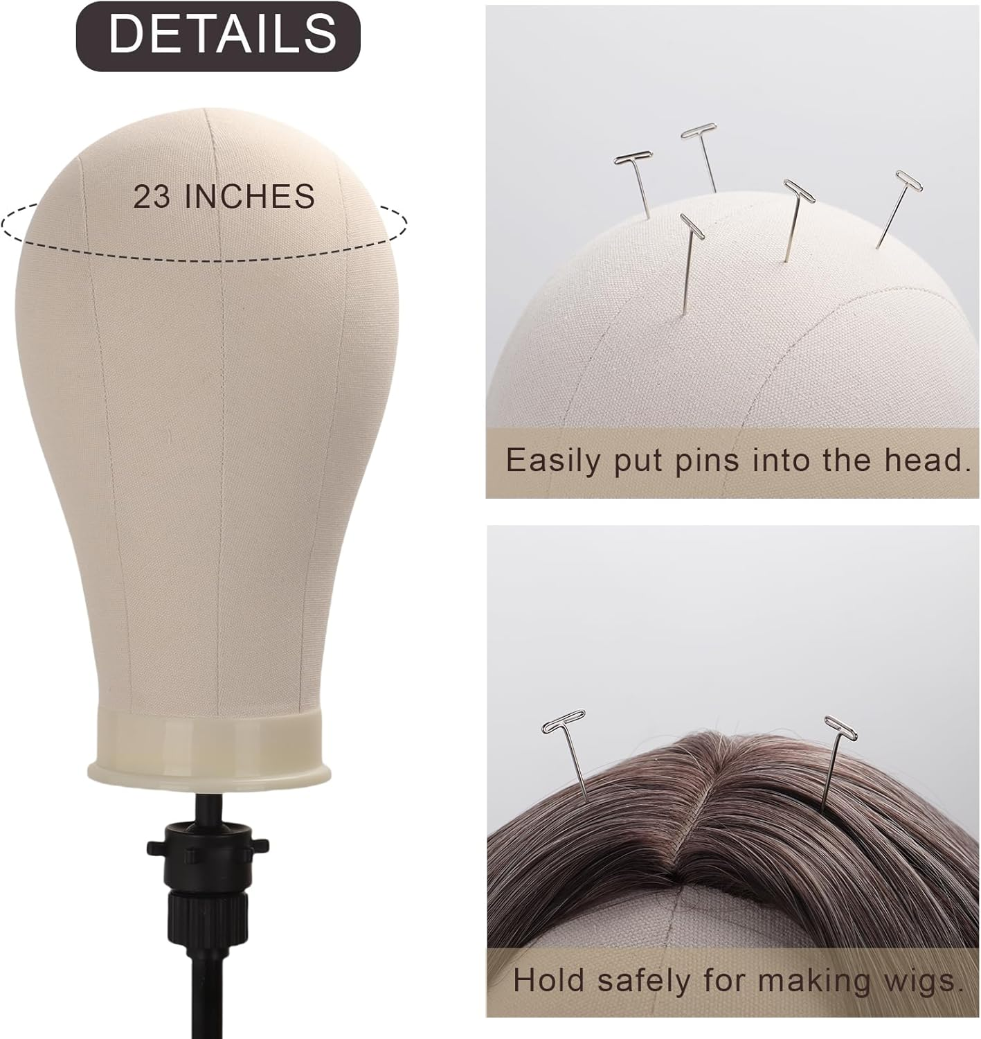 Daizysight Wig Stand & 23" Mannequin Head Kit，Upgraded 62 Inch Tall Manikin Head Tripod for Wig Curl Trim Styling, Canvas Block Head Wig Holder Set with Wig Caps, T Pins, C Bristle, Customized Wigs image number 1
