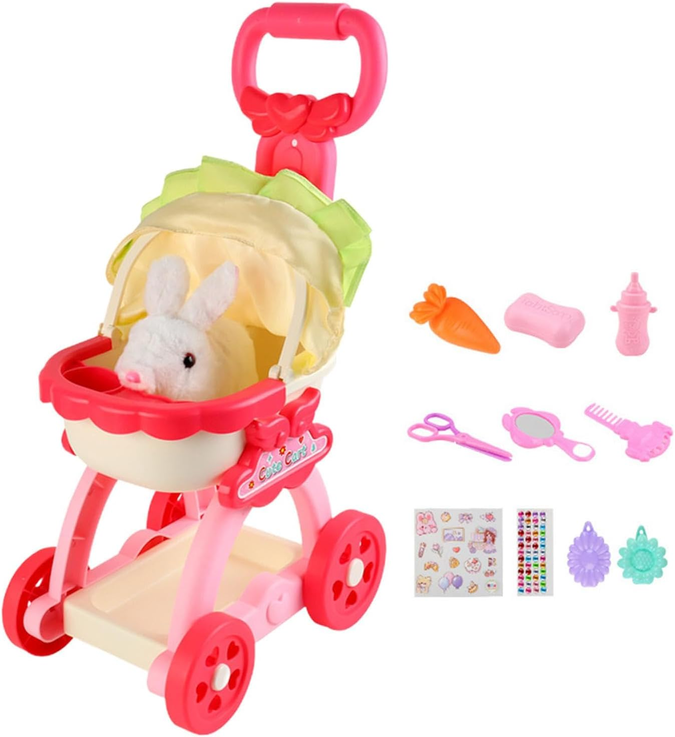 Kids Pet Cart Toy, Dog Carrier with Songs Induction Sound, Cute Pet Stroller Simulation, Early Teaching Pet Stroller, Educational Fun Pretend Role-Playing Games Ages 3+ Boys Girls image number 4