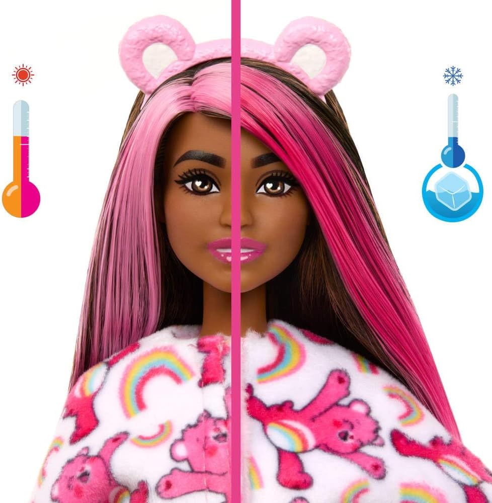 Barbie Cutie Reveal Care Bears Series Doll & Accessories Set with Cheer Bear Plush Costume & 10 Surprises Including Color Change & Mini Bear - Multicolor image number 5