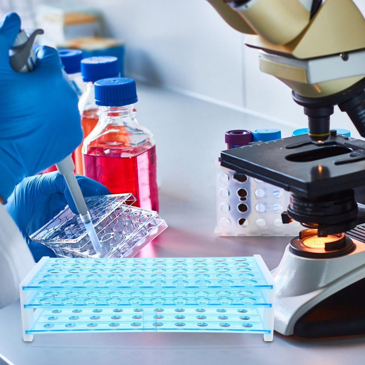 Mobestech 3 Glass Tubes Rack Lab Tube Rack Test Tube Holder Rack Test Tube Holder 15Ml Acrylic Clear Test Tube Laboratory Tube Holder Test Rack 15Mm Test Holder Indoor Plant Stand image number 6