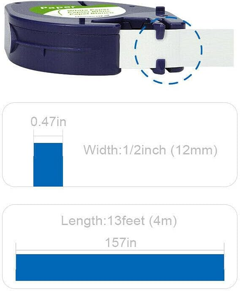 10PCS Compatible Dymo Letratag Refills 91331 Plastic Label Tape LT-100H 12Mm X 4M image number 2