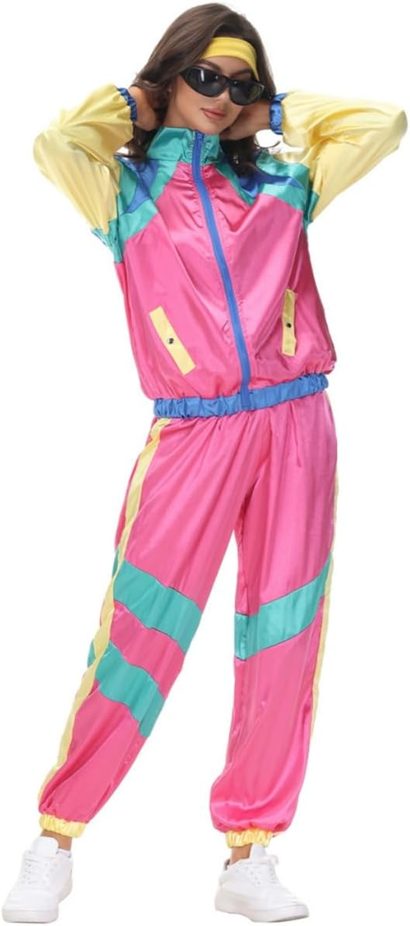 Costume Bay Adults Couple Mens Womens 80S Height of Fashion Shell Tracksuit 1980S Party Retro Disco Neon Costume Halloween Book Week Party Fancy Dress image number 6