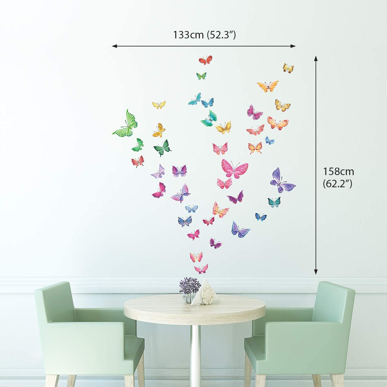 DECOWALL DS-1602 Watercolour Butterflies Kids Wall Stickers Wall Decals Peel and Stick Removable Wall Stickers for Kids Nursery Bedroom Living Room