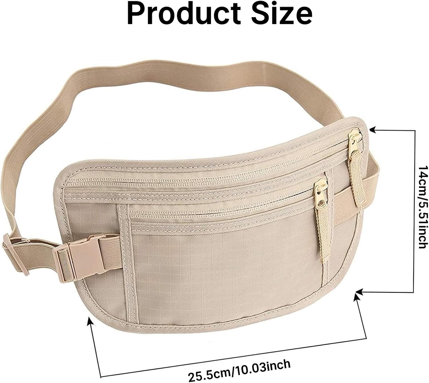 Tzylomirx Money Belt, Bum Bag for Men and Women, Adjustable Strap for Workout, Running, Travelling, Hiking (Khaki) image number 4