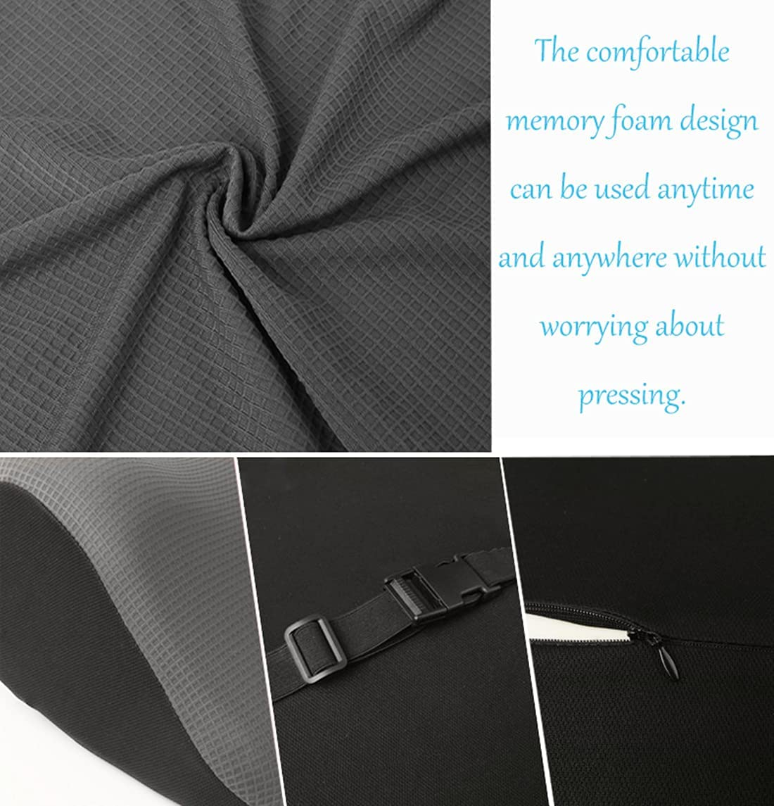 Car Seat Neck Pillow,Car Pillow for Driving Seat with Adjustable Strap,Space Memory Foam Car Pillow for Ice Silk Breathable Car (Gray) image number 4