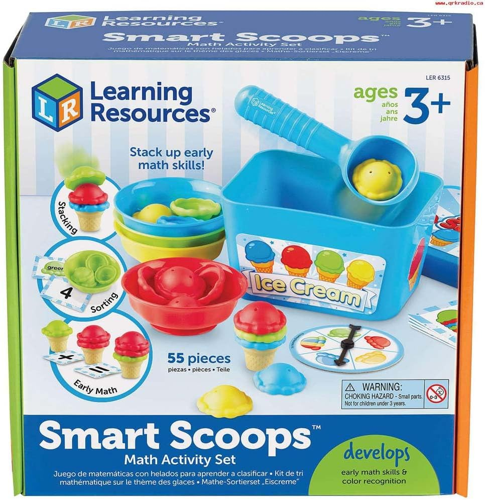 Learning Resources Smart Scoops Math Activity Set, Stacking, Sorting, Early Math Skills, 55 Pieces, Ages 3+ image number 3
