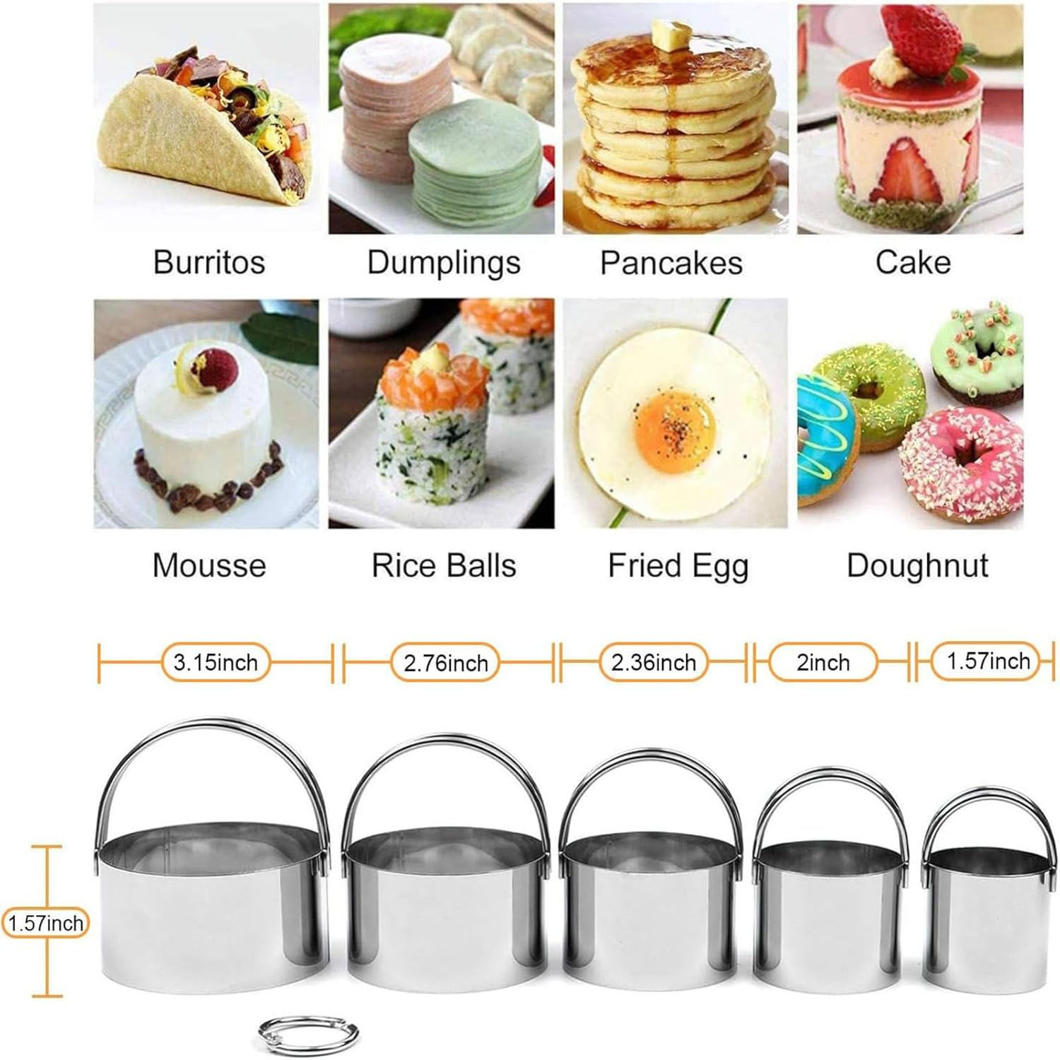 Cookie Cutters Set (5 Pieces/Set), Stainless Steel Scone Cutters with Handles, round Pastry Cutters Circle Biscuit Cutters Set for Baking, Professional Dough Cutter Tool. - Gingerbread image number 2