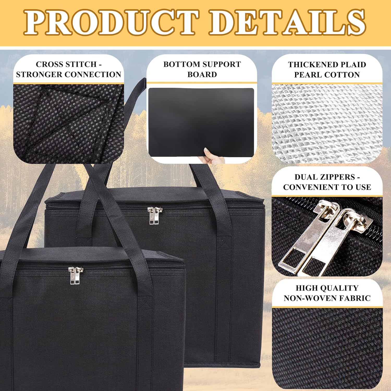 2 Pack Wood Pellet Storage Containers Stay Dry Fuel Wood Pellet Storage Bag Waterproof Outdoor Pellet Storage Container for Pellets, Charcoal, Wood Chips Carrying Bag image number 2