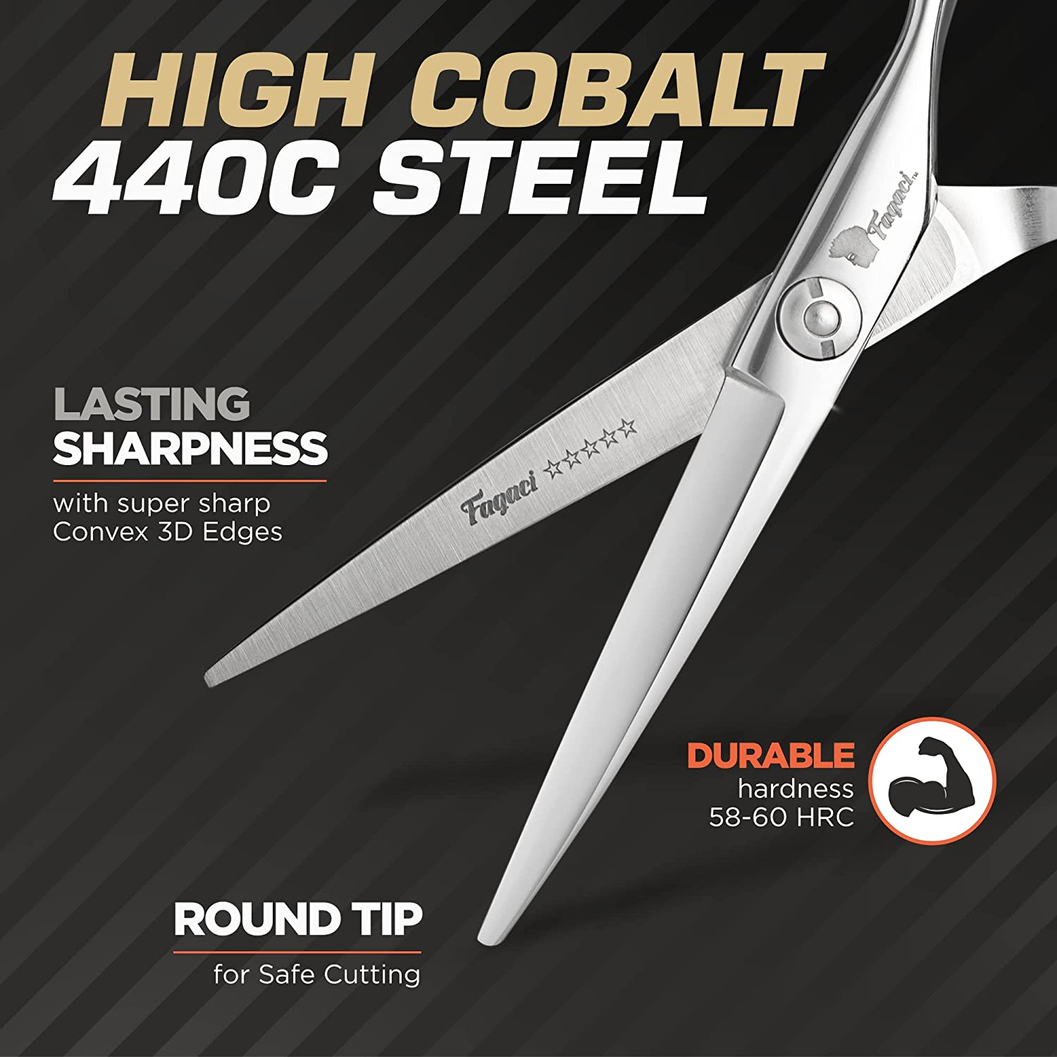 Fagaci Professional Hair Scissors 5.5" Extremely Sharp Blades, Fine Cutting Blades, Hair Cutting Scissors Professional, Hair Shears, Barber Scissors Set for Men and Women, Haircut Scissors Hair Kit image number 5