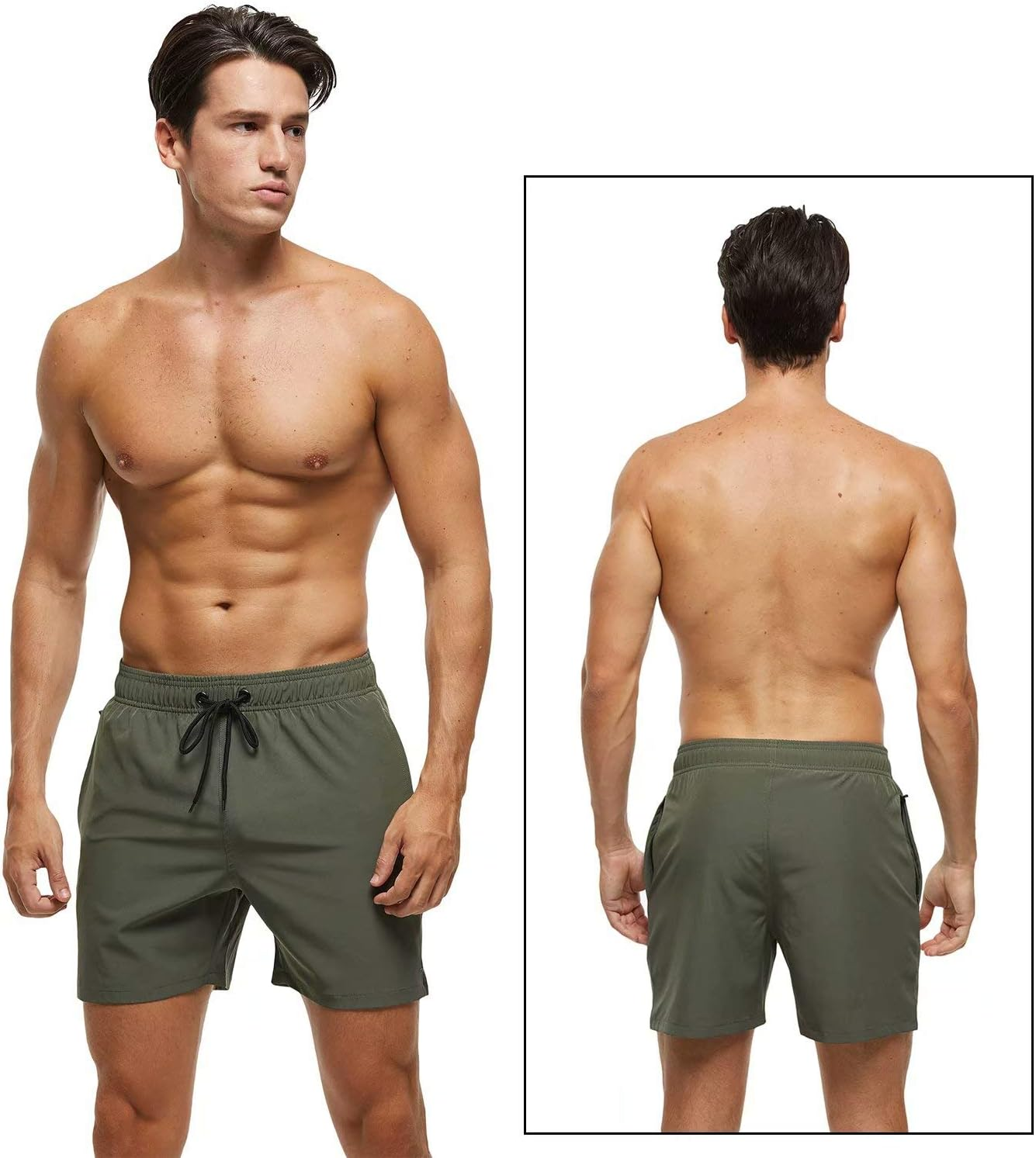 Tyhengta Men'S Swim Trunks Quick Dry Beach Shorts with Zipper Pockets and Mesh Lining image number 4