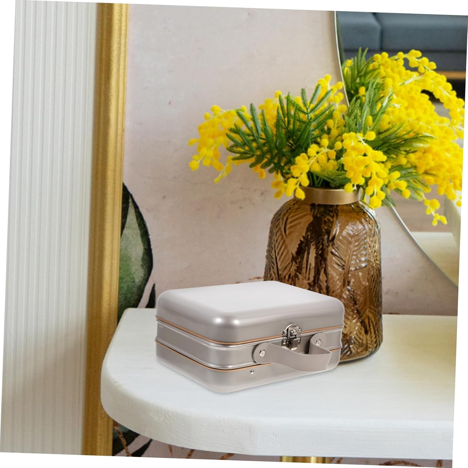 Tinplate Portable Case Craft Storage Box Handle Decorative Key Box for Desktop Organizer image number 1