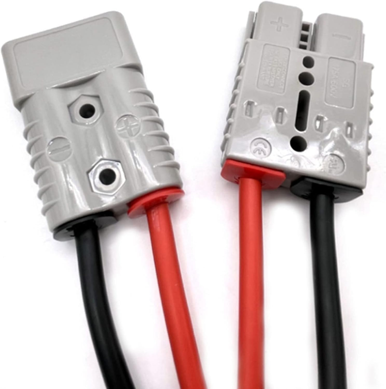 2Pcs Anderson Plug Connector Electric Forklift Charging Plug Large Current 1 to 2 Splitter Quick Connect Disconnect Connector for Battery Harness 300Mm Double Y Extension Adapter 50A Charging Cable