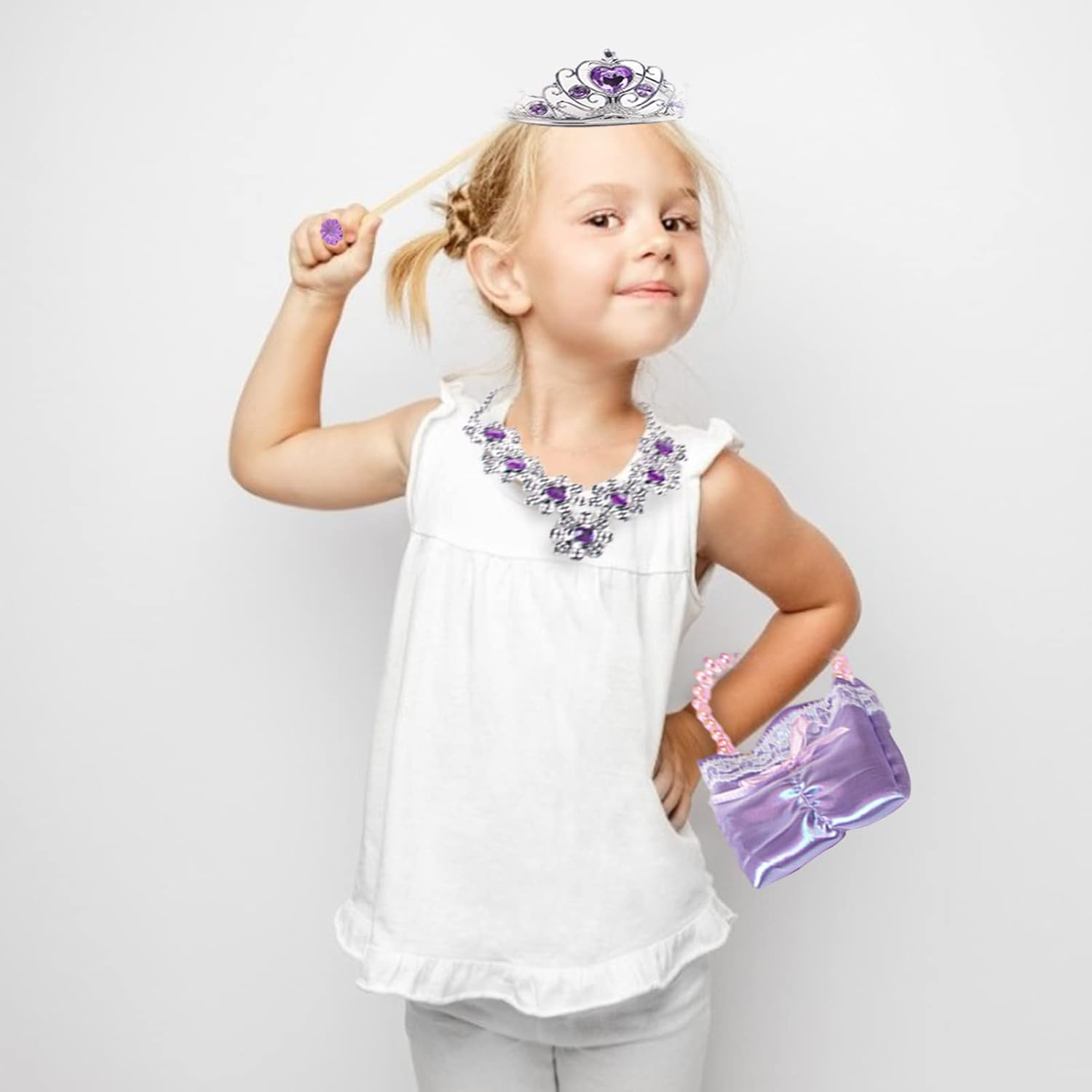 Toddler Princess Dress up Set,Princess Jewelry Boutique Dress up and Shoe Crowns - Tiara Crown Earrings Necklaces Role Play Shoes Set Jmedic - Blue image number 2