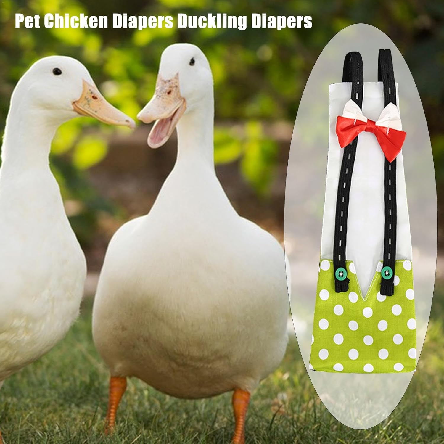 Chicken Diapers - Pet Chicken Diaper | Washable Pet Chicken Diapers, Adjustable Duckling Diapers Clothes with Bow Tie for Poultry - Pineapple image number 7