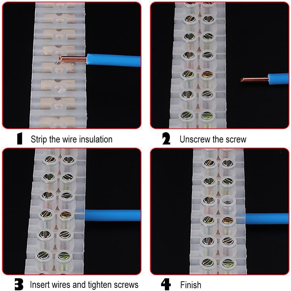 10 Pcs 12 Position Dual Row Terminal Strip, Electrical Barrier Wire Connector Block, Screw Terminal Barrier Block,Euro-Style Terminal Block Barrier Strip, Nylon Terminal Barrier Block (20A)