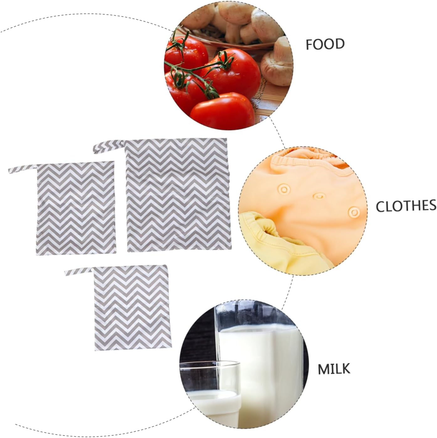 SECFOU 3Pcs Reusable Wet Bag Printed Diaper Bag for Travel Includes Diaper Wet Dry and Storage Pouch for Mom Accessories image number 1