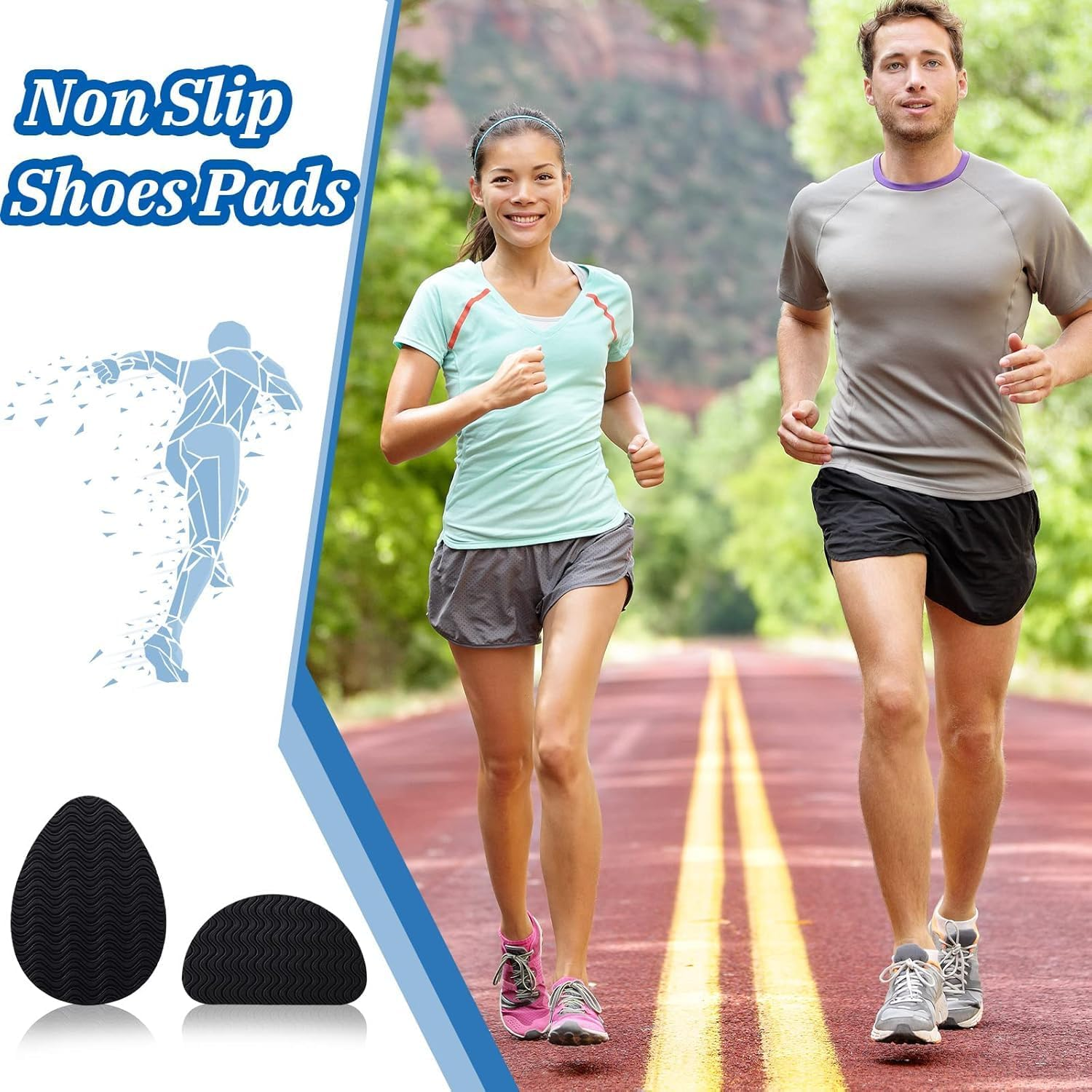 16 Pieces Non-Skid Shoe Pads Self-Adhesive Shoe Grips anti Slip Shoe Pads Noise Reduction Shoes Cushion Anti-Shedding Rubber Sole Protector,Black。 image number 2