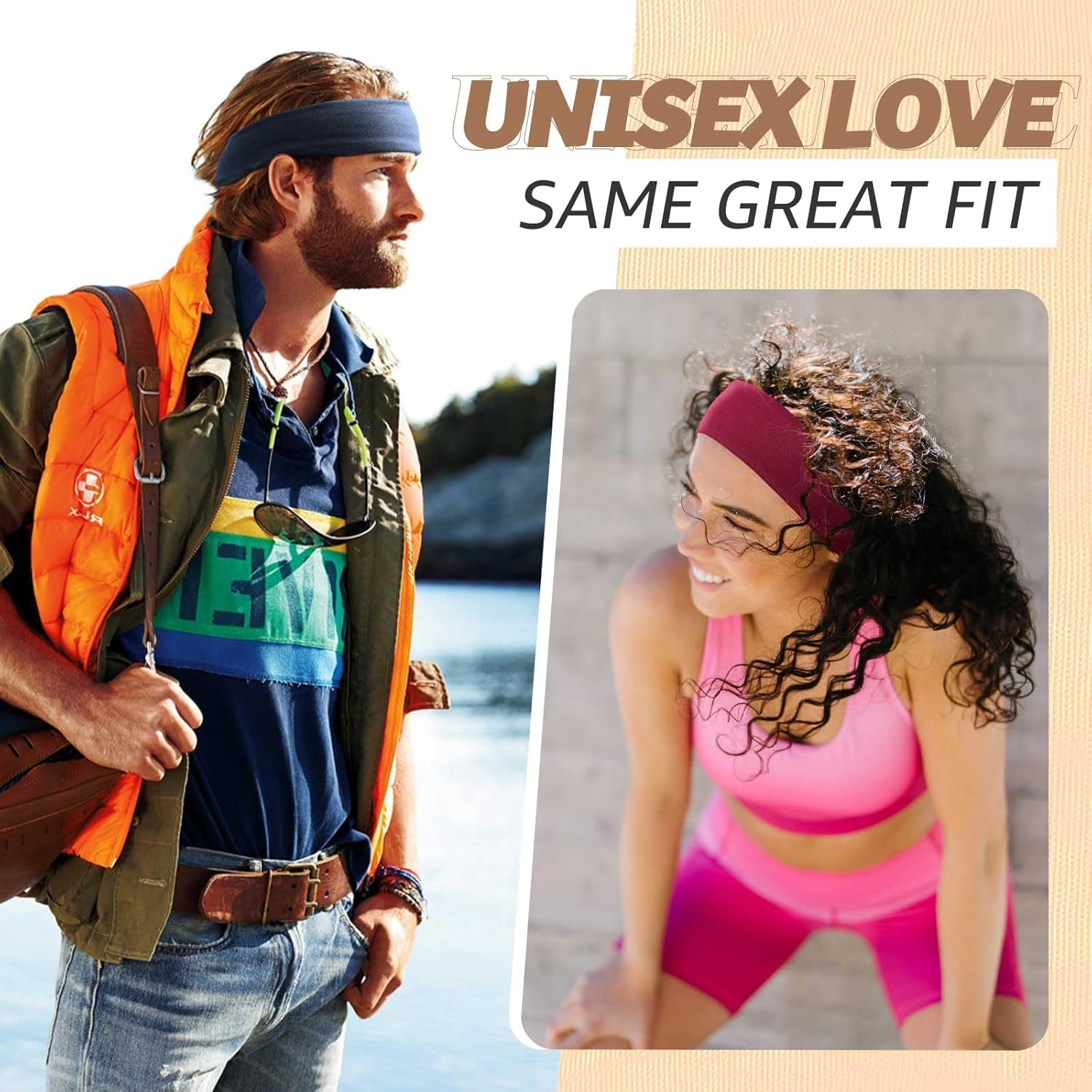 AWUMBUK Women'S Sports Headbands, Pack of 8 Black Hair Bands, Non-Slip Headbands, Elastic Headbands, Unisex Hair Band, Sport, Yoga, Workout, Running, Fitness, Gym, Hair Accessories image number 2