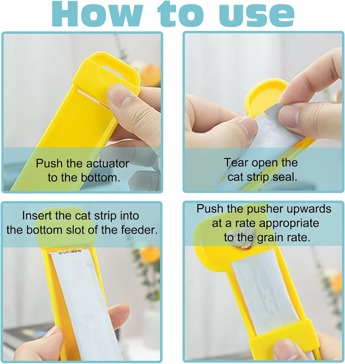 KASESSS Pack of 4 Spoons for Cat Treat, Cute Cat Strip Feeding Spoon, Plastic Cat Treat Dispenser Spoon, Cat Feed Strip Squeeze Spoon, Cat Stripes Happy Spoon (Yellow, Blue) image number 4