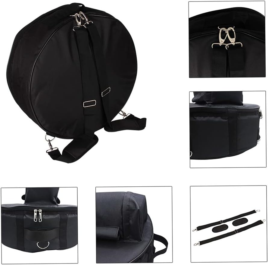 Snare Drum Bag, Durable 14 Inch Snare Drum Bag Backpack Case with Shoulder Strap outside Pockets