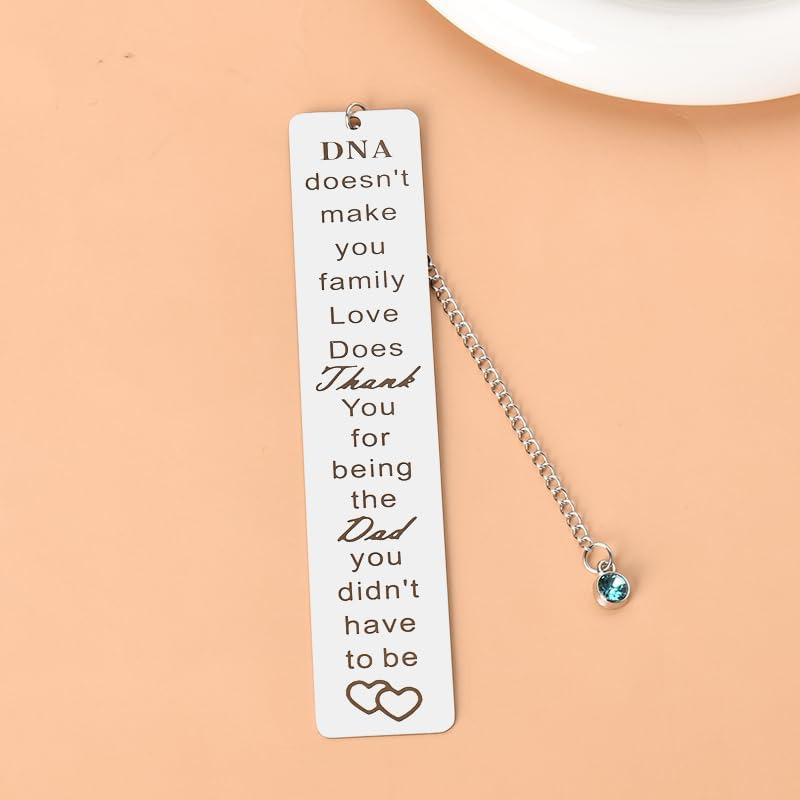 Father Day Gifts for Step Dad Birthday Gifts for Stepdad Bonus Dad Gift from Daughter Son Dad Thank You Gifts for Men Step Father DNA Doesn'T Make You Family Love Does Bookmark Engraved Gifts for Dads image number 4