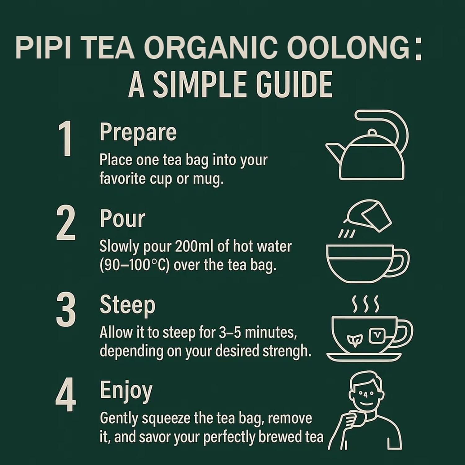 Pipi Tea Organic Oolong Tea Bags-Whole Leaf, (20 Bags)4G of Hand Selected Leaves - Digestion and Metabolism, Naturally Packed Antioxidants,1Pcs image number 4