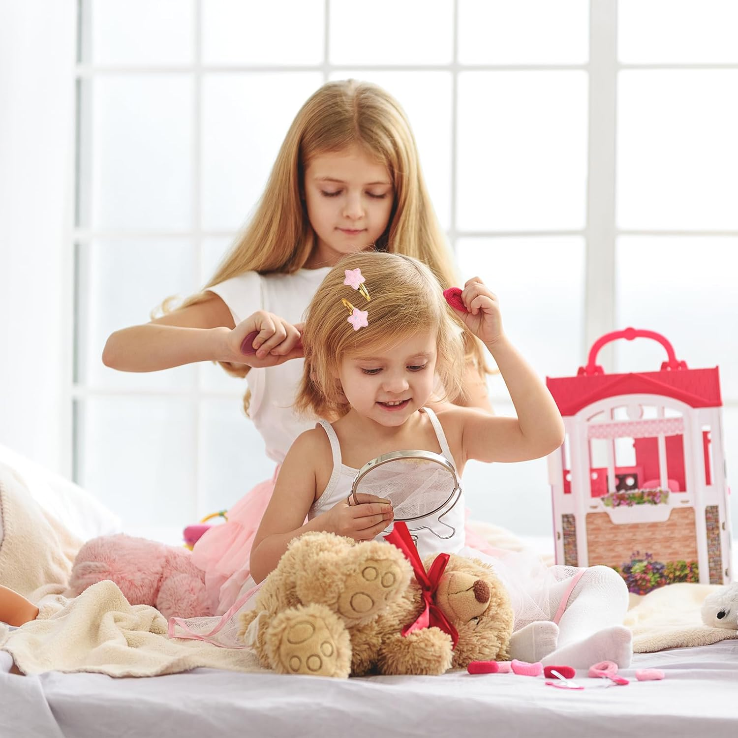 Lilbitty 4 Pairs Glitter Hair Clips for Girls - Cute Star Hair Clips for Kids, Colourful Glitter Hair Clips for Toddlers, Idea for Birthday Parties image number 5