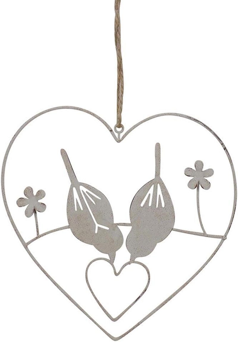 Willow & Silklovebird Art Home Decor Indoor Decor Hanging Lovebirds in Heart Metal Wall Art image number 2