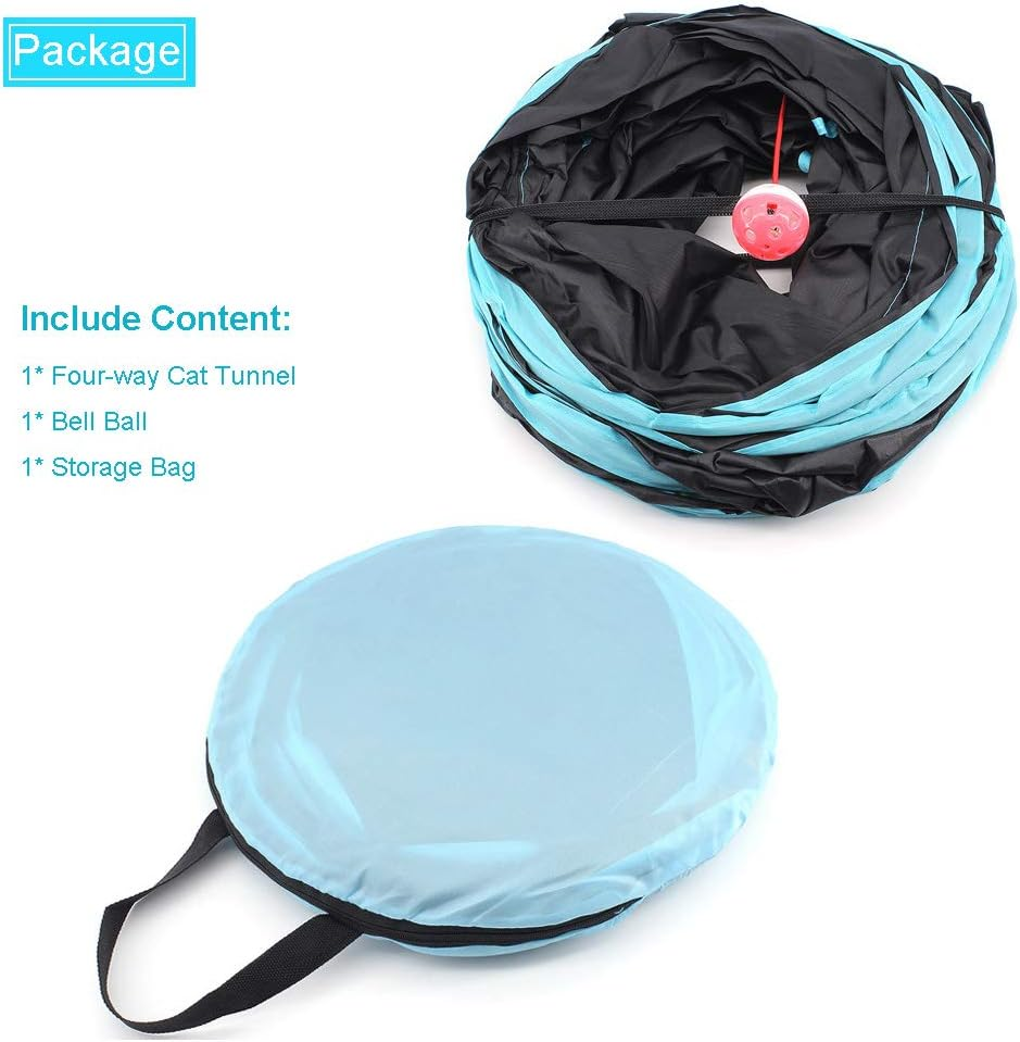 Bemodst S-Type Cat Tunnel, 2 Way/3 Way/4 Way/5 Way Collapsible S-Shape Small Animal Tubes Kitty Tunnels Interactive Maze House Toy with Storage Bag for Kitten Puppy Rabbit Guinea Pig (4-Way) image number 6