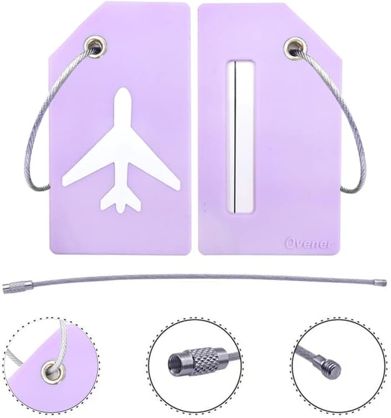 Ovener 5Pack Silicone Luggage Tag with Name ID Card Perfect to Quickly Spot Luggage Suitcase by (Purple) image number 6