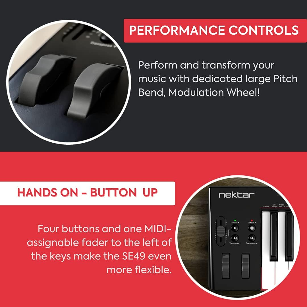 Nektar, 49-Key Midi Controller (Se49),Black White Grey image number 5