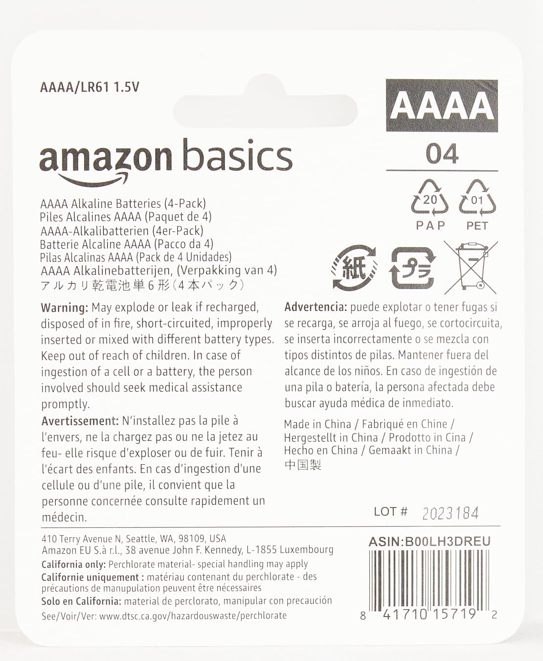 Amazon Basics 4-Pack AAAA Alkaline High-Performance Batteries, 1.5 Volt, 3-Year Shelf Life image number 3