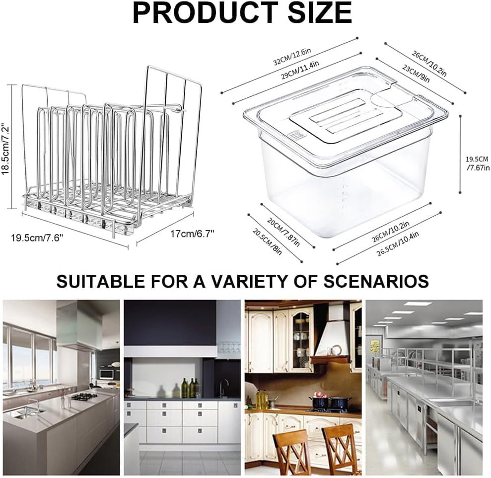 NIVMOWN Sous Vide Container 11L with Lid & Stainless Steel Sous Vide Rack Detachable Dividers Separator Compatible with Anova, Anova Nano, Joule, Instant Pot, Sous Vide Cookers image number 5