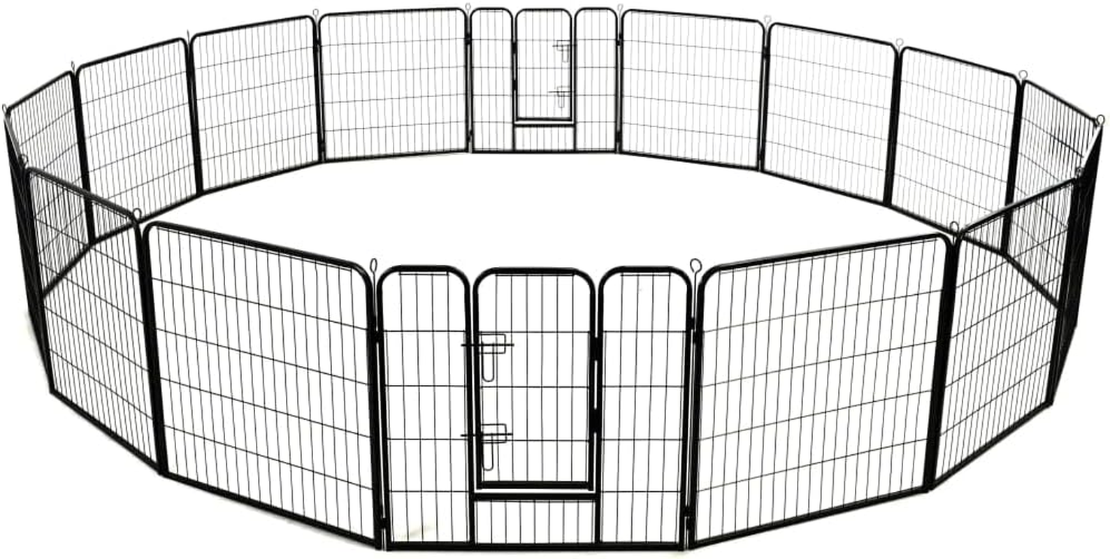 Dog Playpen 16 Panels Steel 80X80 Cm Black Pet Exercise Pen Indoor Outdoor image number 4