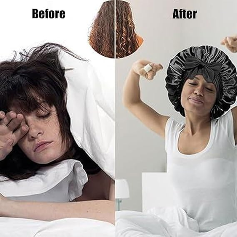 Yxvyxymyxxg Silk Sleep Bonnet for Adjustable Women Single Layer Satin Hair Cap for Curly Hair Protection Reduce Frizz and Prevent Breakage image number 5