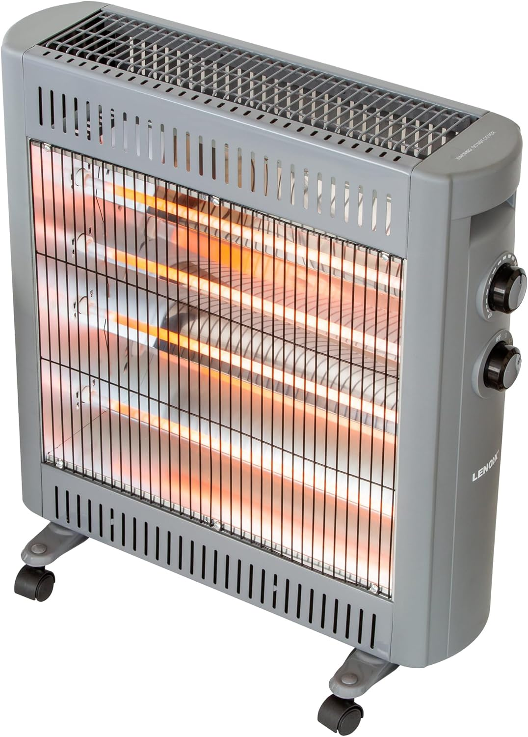 Lenoxx 2200W Quartz Radiant Heater with Adjustable Thermostat, 2 Power Settings, Tip-Over Safety, Fast-Heating Compact Indoor Warmer for Home or Office Use image number 2