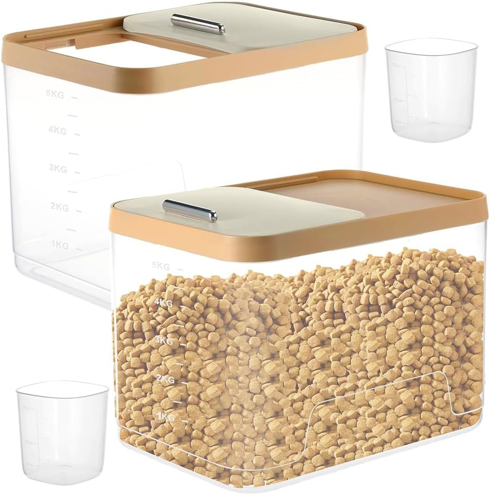 2 Pack Airtight Dog Food Storage Container, Clear Pet Dogs Foods Storage Bin,With Measuring Cup,Plastic Storage Bucket,Keep Dry Food Fresh,For Pet Dog,Cat,Bird,And Rabbit Foods image number 1