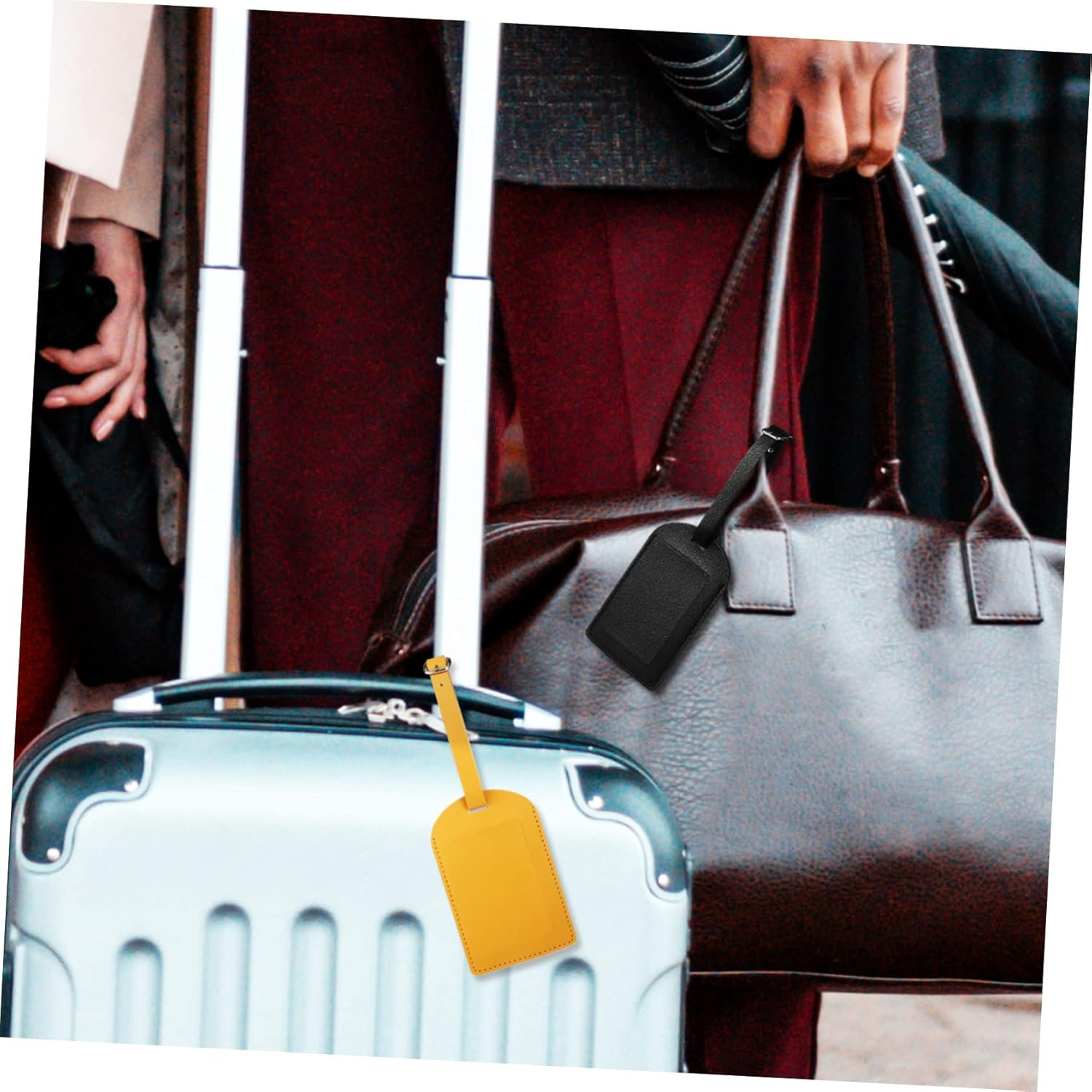 HORIALENCE 8Pcs Leather Luggage Tag Suitcase Label Travel Accessories for Suitcases Luggage Tags for Leather Baggage For image number 5