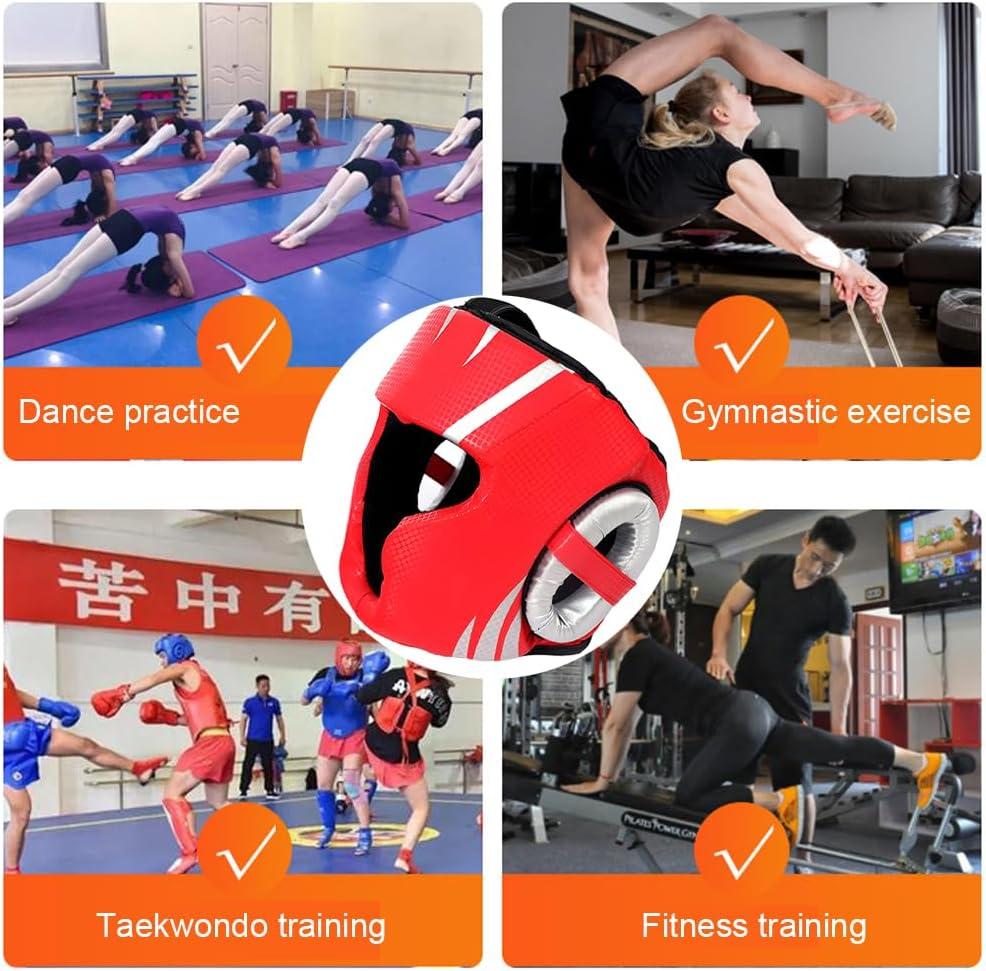 MTSDM Boxing Headgear, Muay Thai Headgear for Men Women Boxing Head Guard Artificial Leather for Face, Ears Cheeks Protection Head Gear, Boxing Helmet for Grappling, Sparring, Kickboxing, Taekwondo image number 2