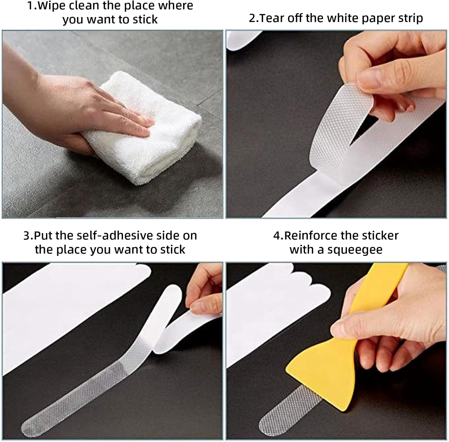 25Pcs Anti-Slip Strips - Safety Shower Treads & Bathtub Non-Slip Stickers | Anti-Skid Tape for Floors, Steps (Baby/Senior/Adult Use, Clear 0.8In, Strong Adhesive) image number 3