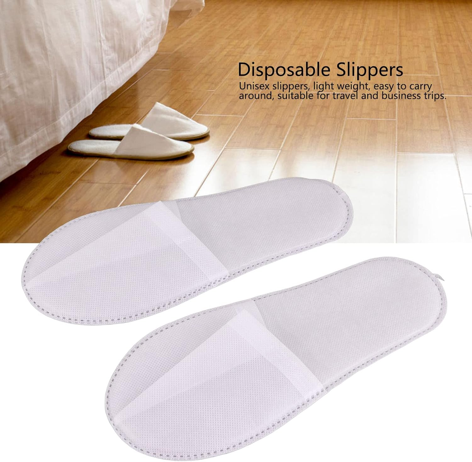 QANYEGN 50Pair Disposable Slippers, Portable Non Slip Bulk Slipper, Disposable Guest Slippers for Home Spa Hotel Party (Non Woven)