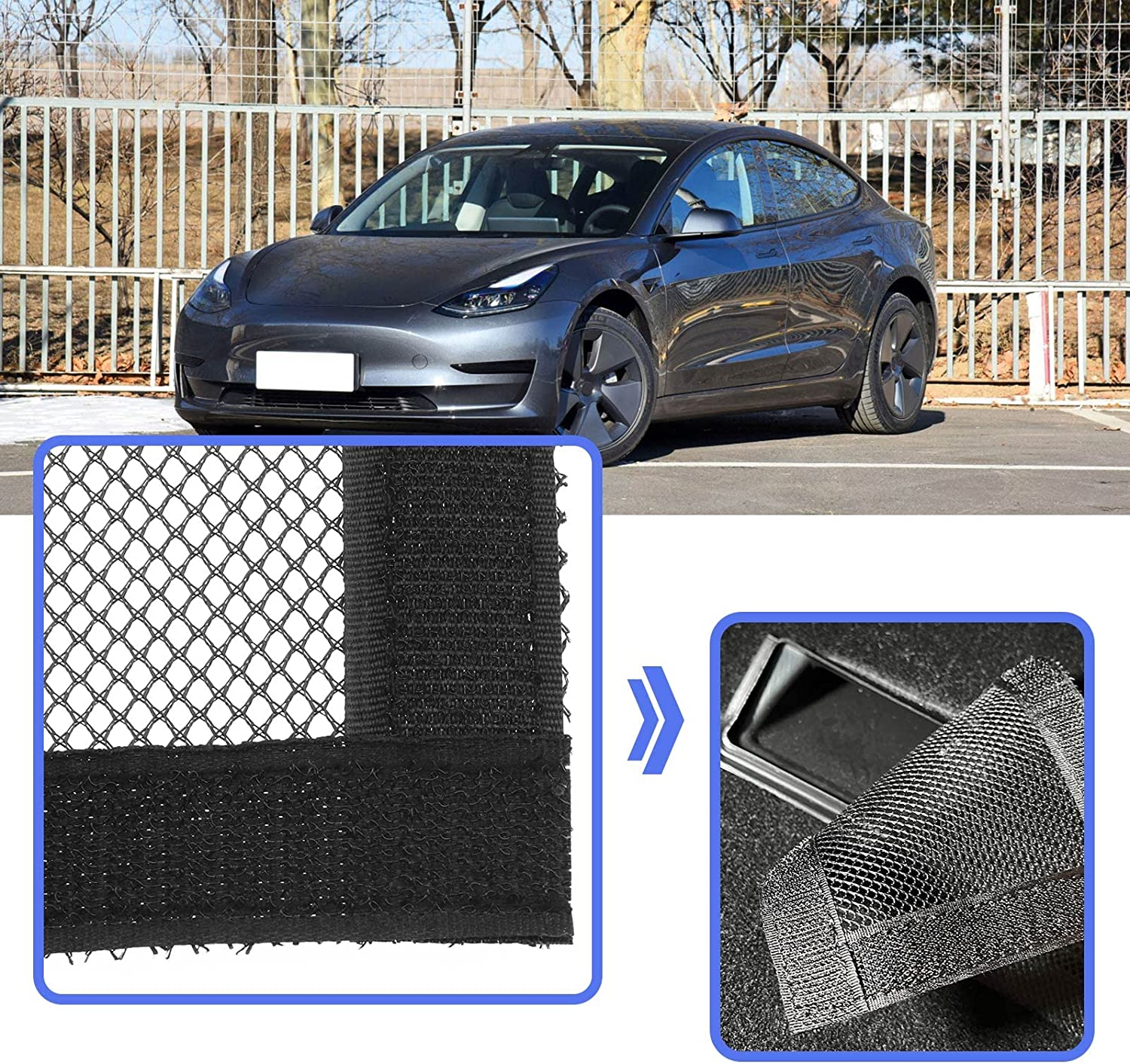 Emagtech 2PCS Car under Seat Air Vent Cover Compatible with Model Y Model 3 Air Outlet Anti-Blocking Mesh Grilles Protector 25X11.8Cm Black image number 4