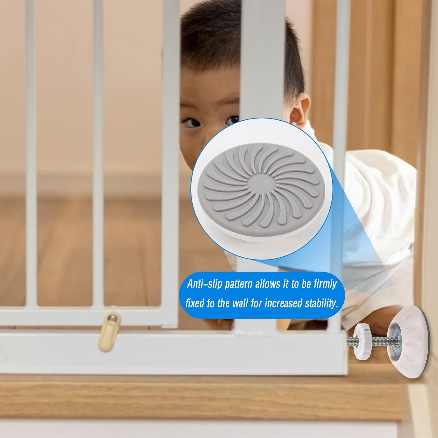 4Pcs Spindle Rods Gate Threaded Spindle Rods Anti-Slip Gates Accessory Screw Bolts Kit with Wall Fixer for Pressure Mounted and Pet Gates (4) image number 1