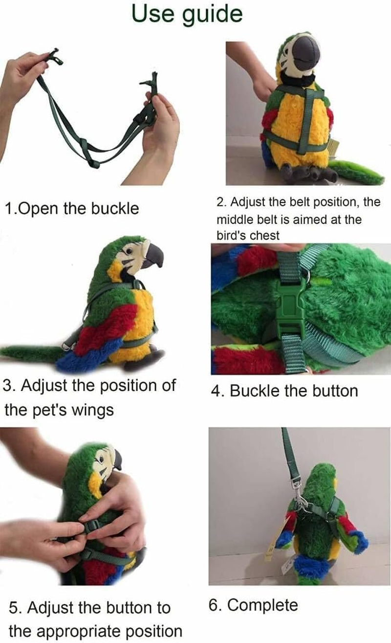 Pet Bird Harness and Leash with Buckle Adorable Rainbow Design Safe Parrot Leash Pet Harness Outdoor Adjustable anti Bite Training Rope for Macaw Large Size Bird (Color, 1.0 * 120CM) image number 3